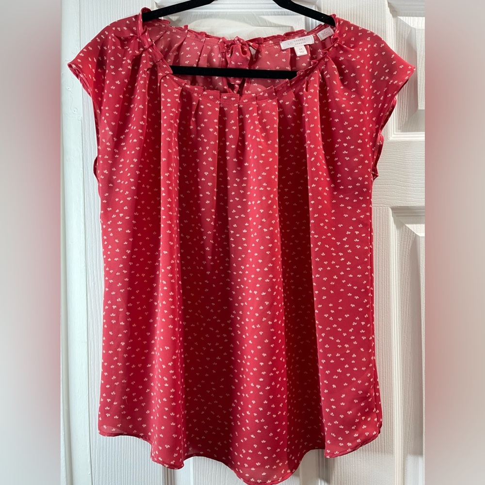 Lauren Conrad sleeveless floral blouse size medium salmon/red tie back